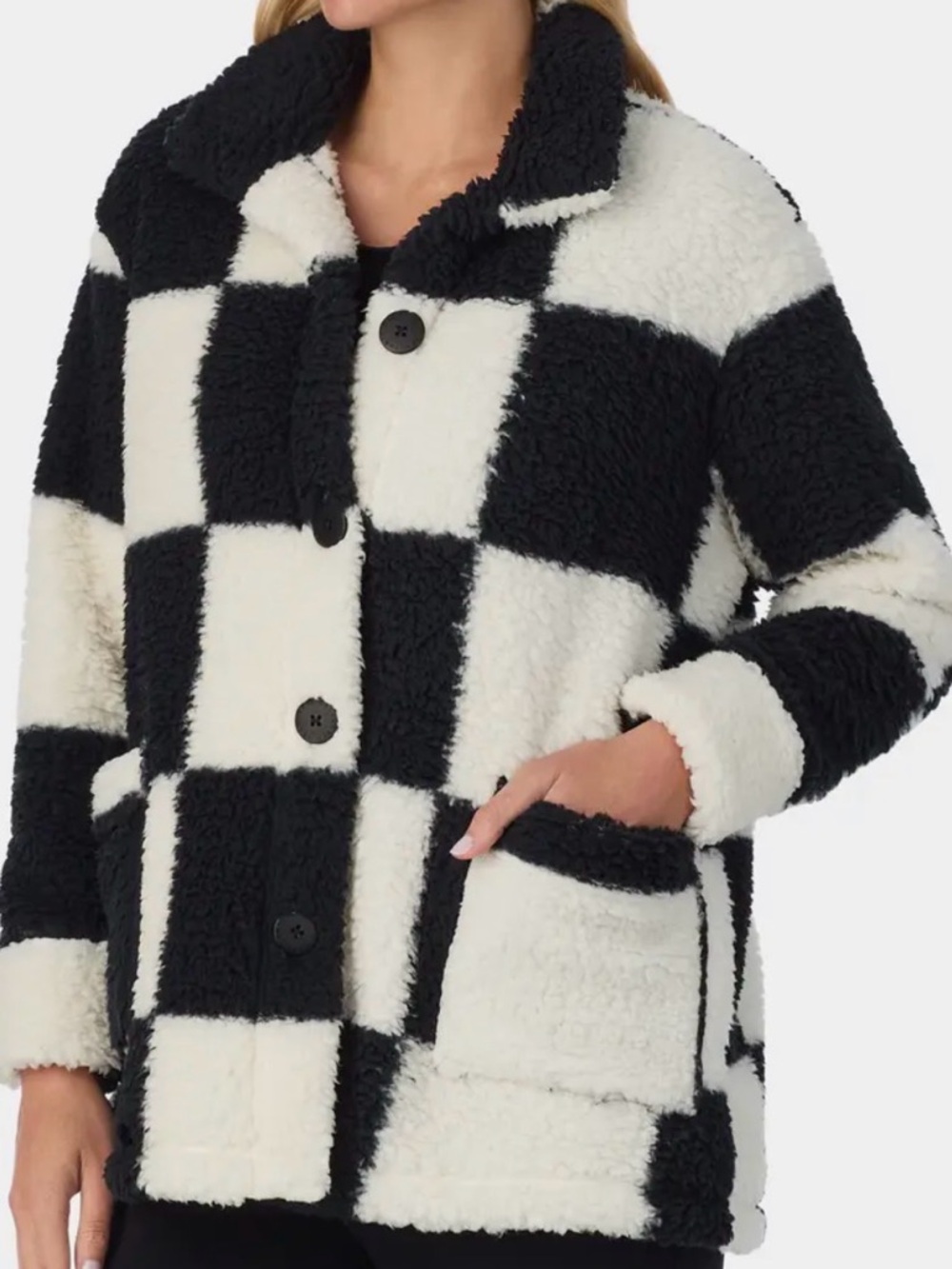 New! Checkered Faux Shearling Jacket by Sanctuary NWT